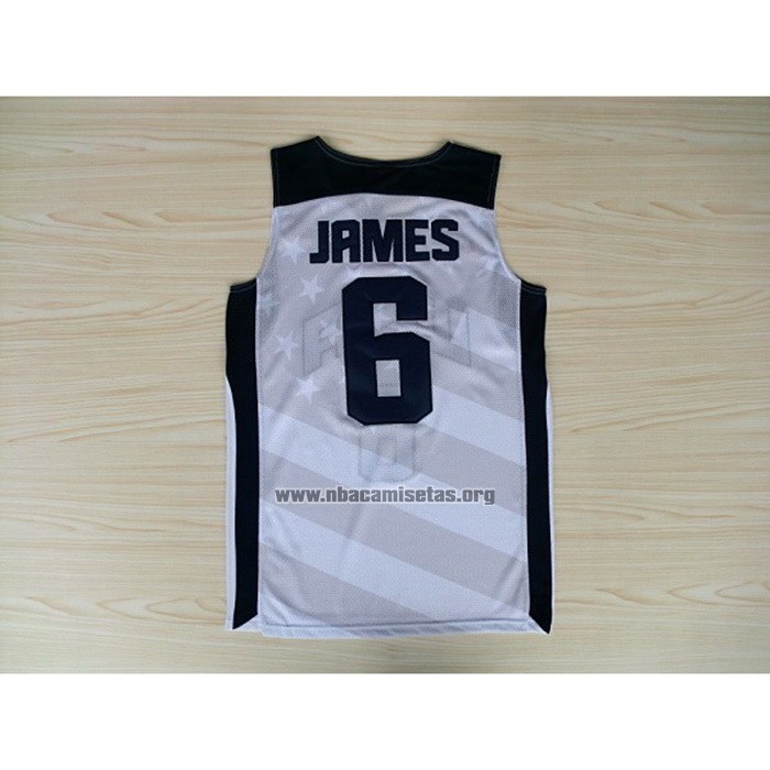 Camiseta USA 2012 Lebron James NO 6 Blanco